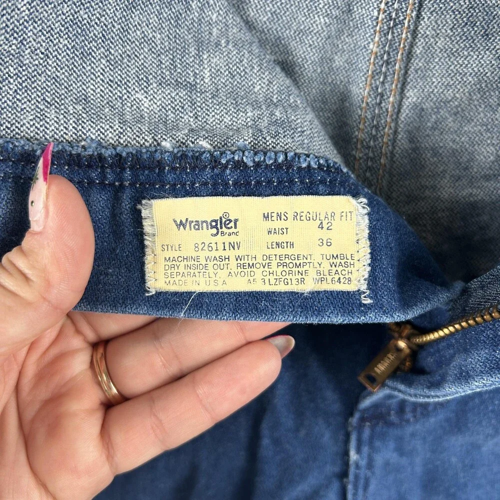 Vintage Wrangler Jeans Mens 42x36 Bootcut Cowboy Scovill Zipper USA 82611NV 70s